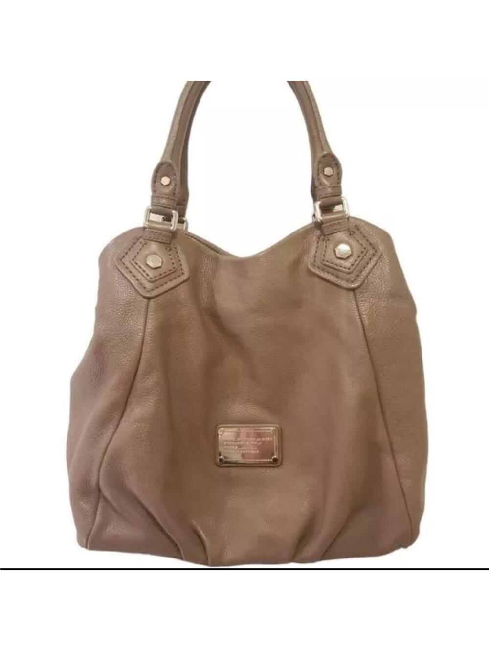 Marc by Marc Jacobs Classic Q Francesca Taupe Pebbled Leather Tote Boho Handbag